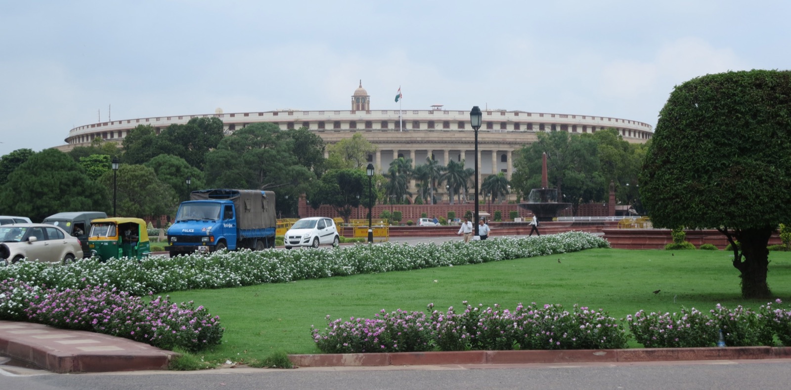 Sansad Bhavan, the circular colonnaded old Parliament House in New Delhi, India.