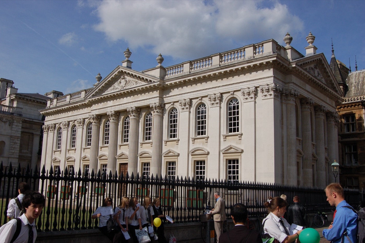 The Senate House of Cambridge University, a grand classical building in pale stone.