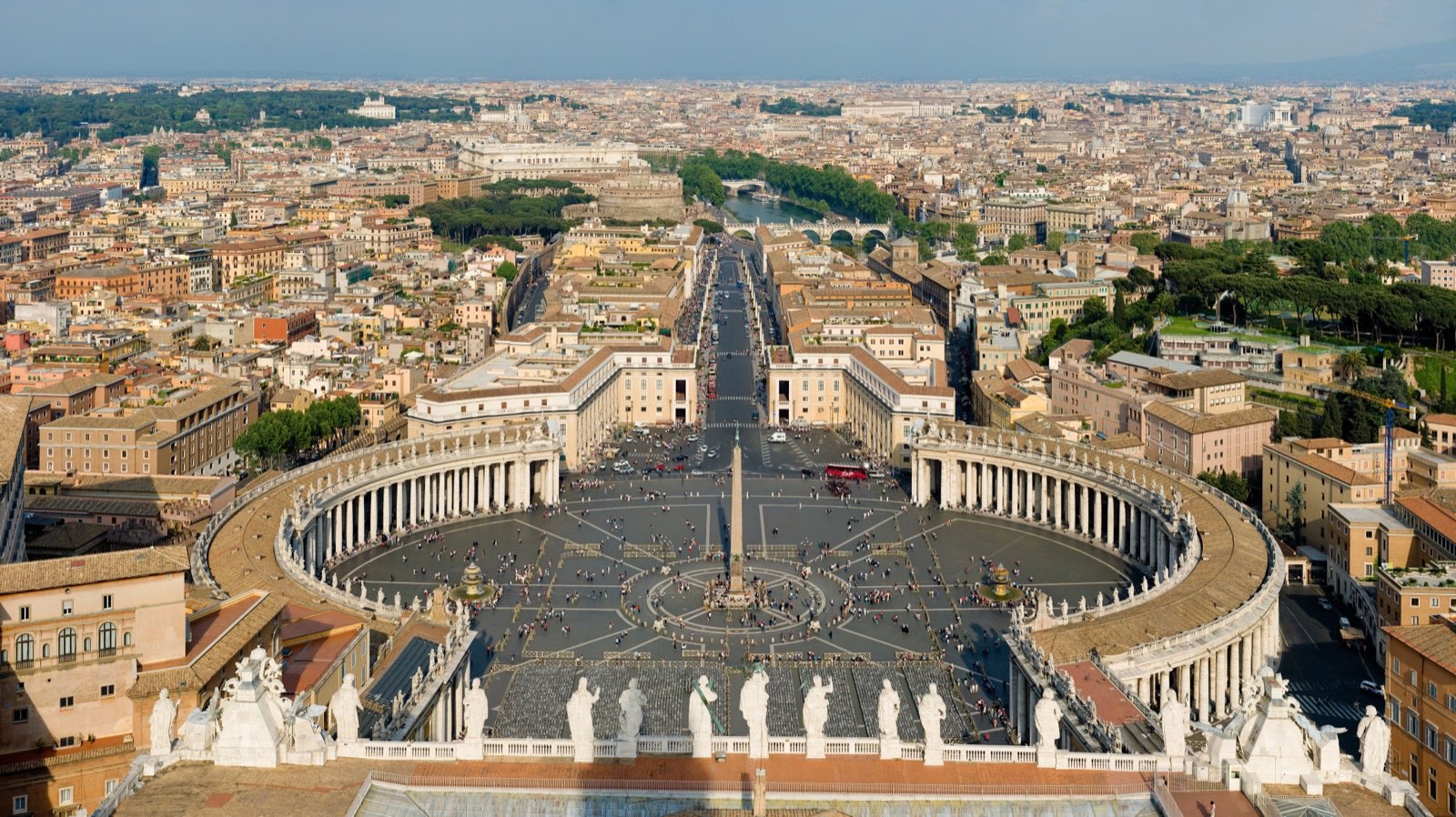 St. Peter's Square at the Vatican, as seen from the dome of St. Peter's Basilica.