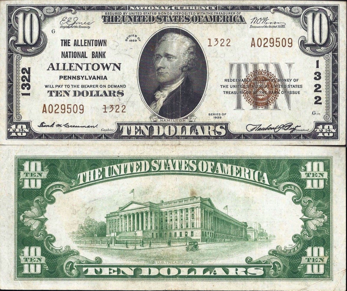 A United States banknote from the 1920s era, an old large-format dollar bill.