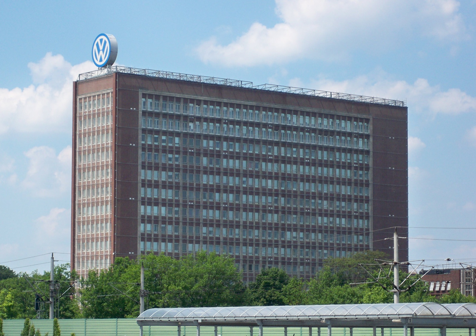 Volkswagen's headquarters in Wolfsburg, Germany — the iconic VW high-rise tower.
