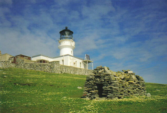 St Flannan's Cell, an ancient stone chapel ruin, near the Flannan Isles lighthouse on Eilean Mòr.