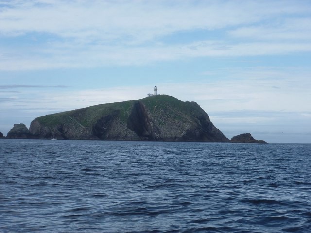Approaching Eilean Mòr in the Flannan Isles by sea, showing the steep rocky landing.