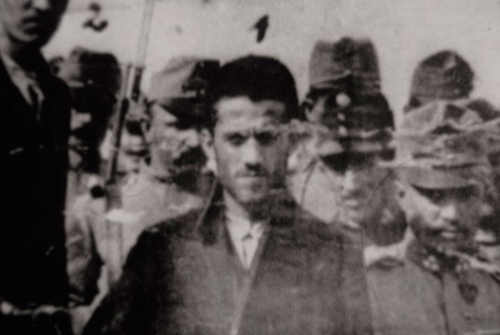 A 1914 photograph showing the arrest of a suspect in Sarajevo after the assassination.