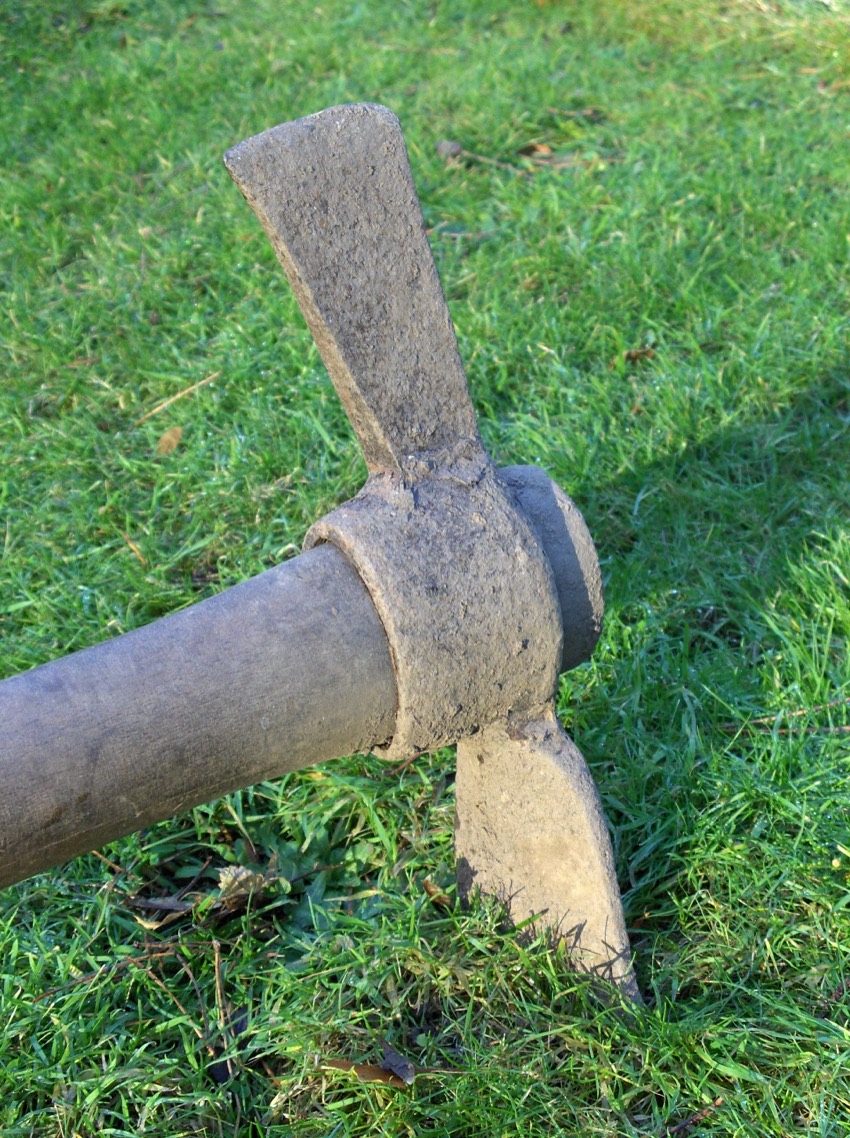 A mattock, the heavy farming and digging tool of the kind used in the Hinterkaifeck murders.