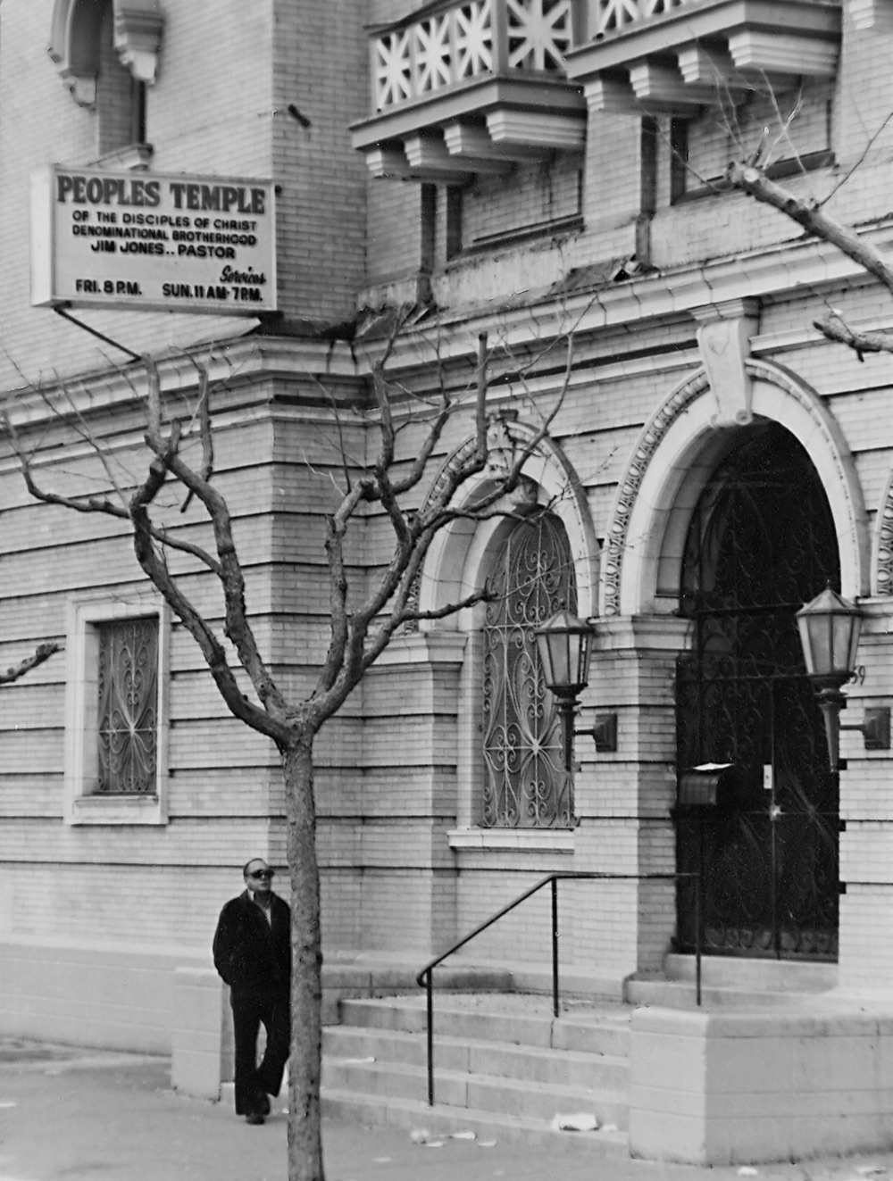 The former Peoples Temple building, associated with the movement's history in California.