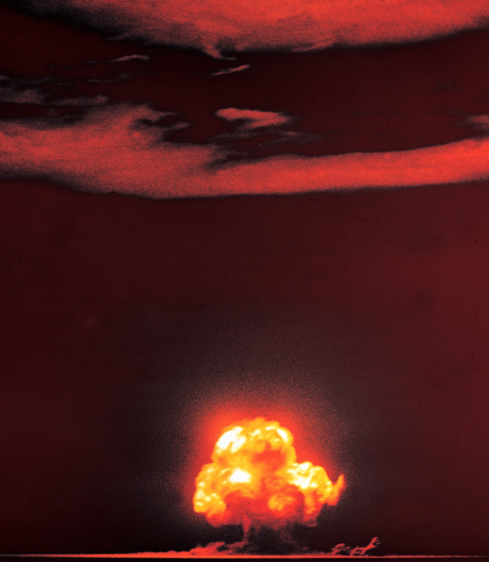 The Trinity nuclear test mushroom cloud, July 16, 1945.