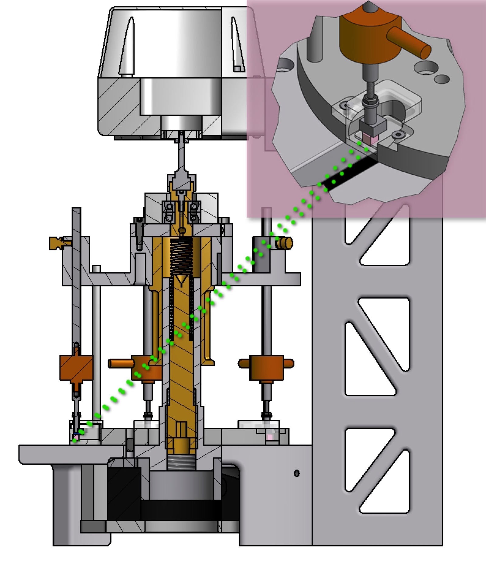 A schematic diagram of a bioreactor used in tissue engineering, showing a chamber for growing cells on a scaffold with tubes for circulating culture medium.