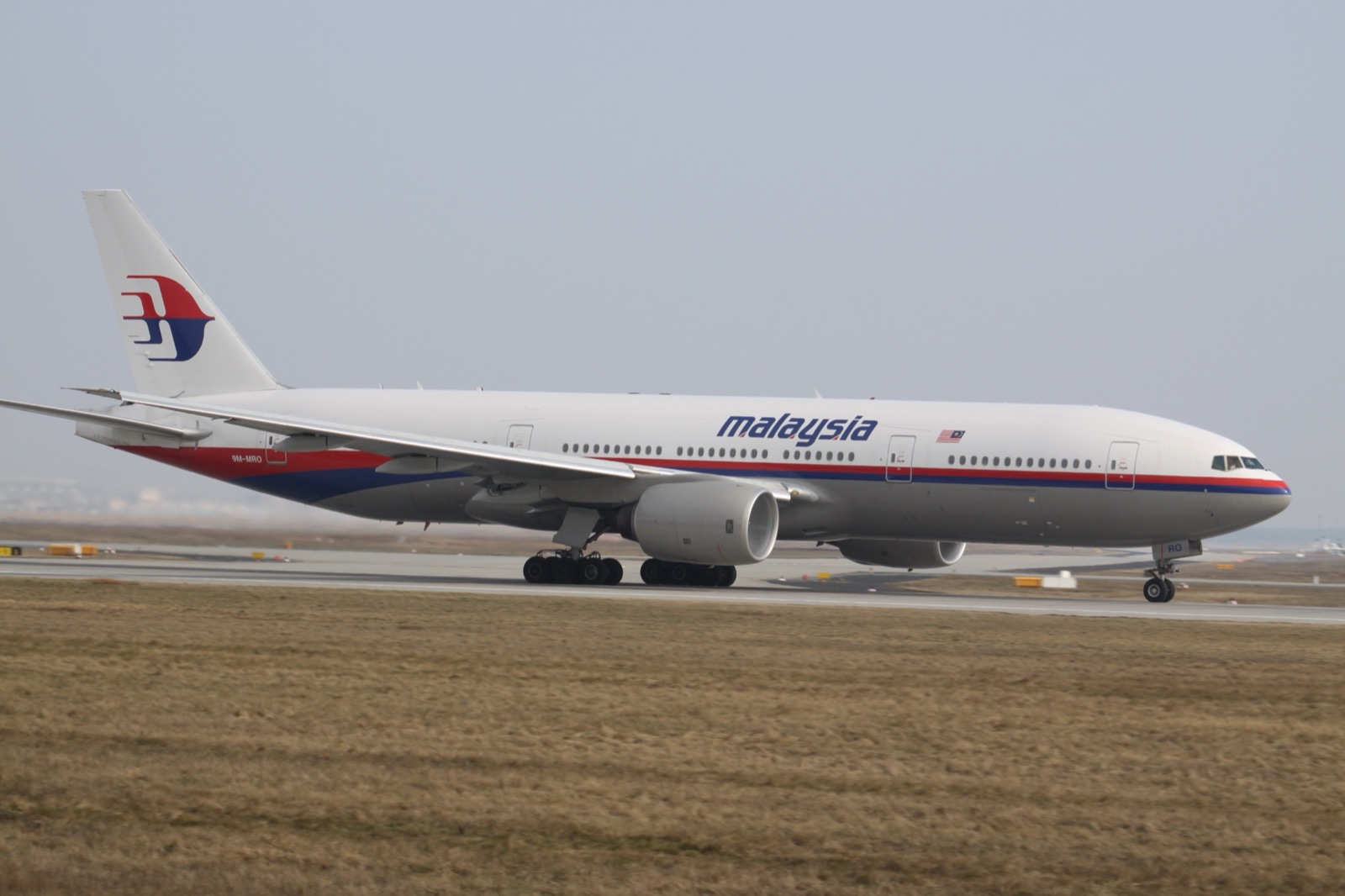 Malaysia Airlines Boeing 777-200ER with registration 9M-MRO — the actual aircraft that operated flight MH370 — on the tarmac at Paris Charles de Gaulle airport in 2012.