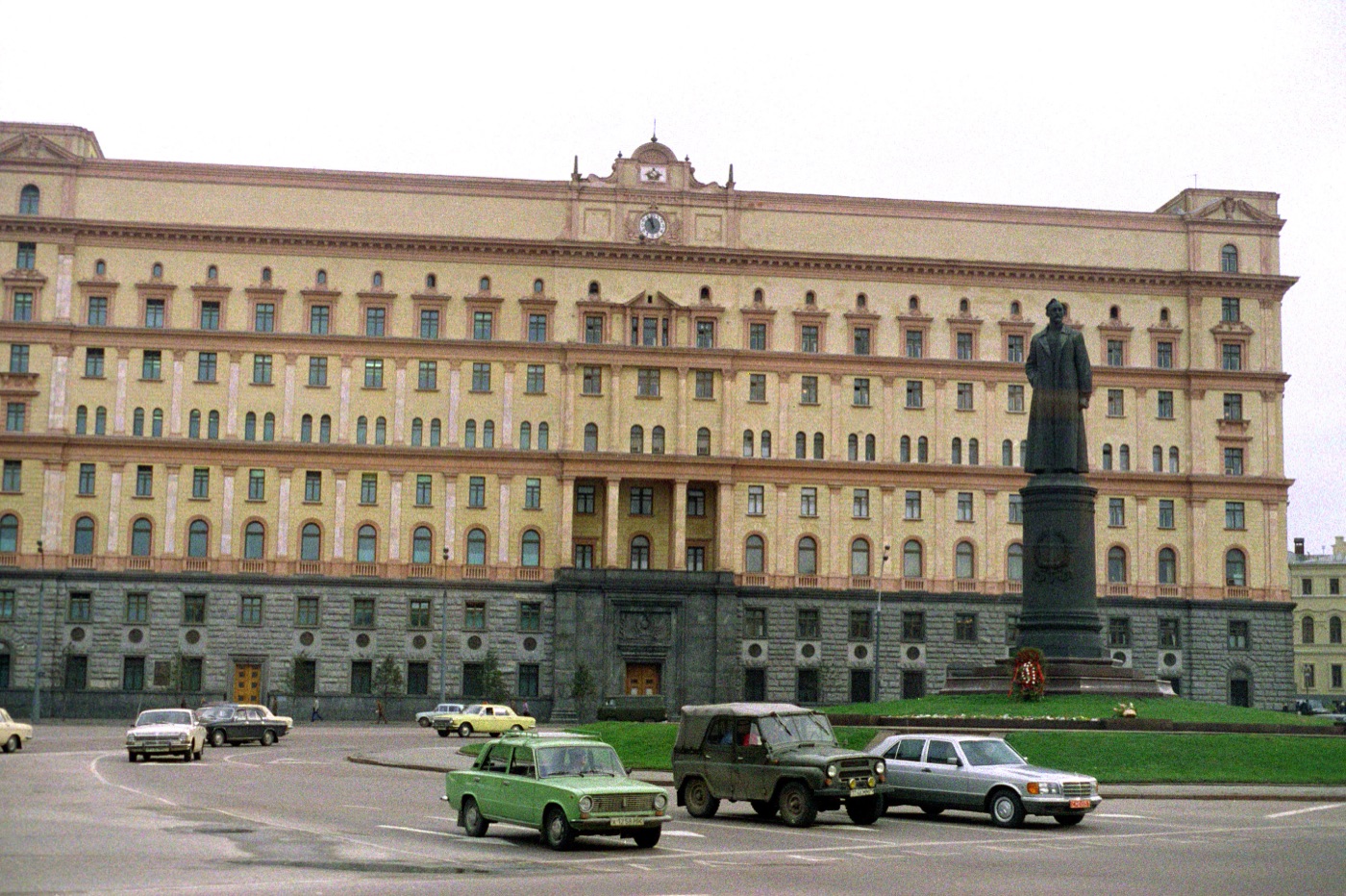 A large Soviet KGB headquarters building photographed in 1985.