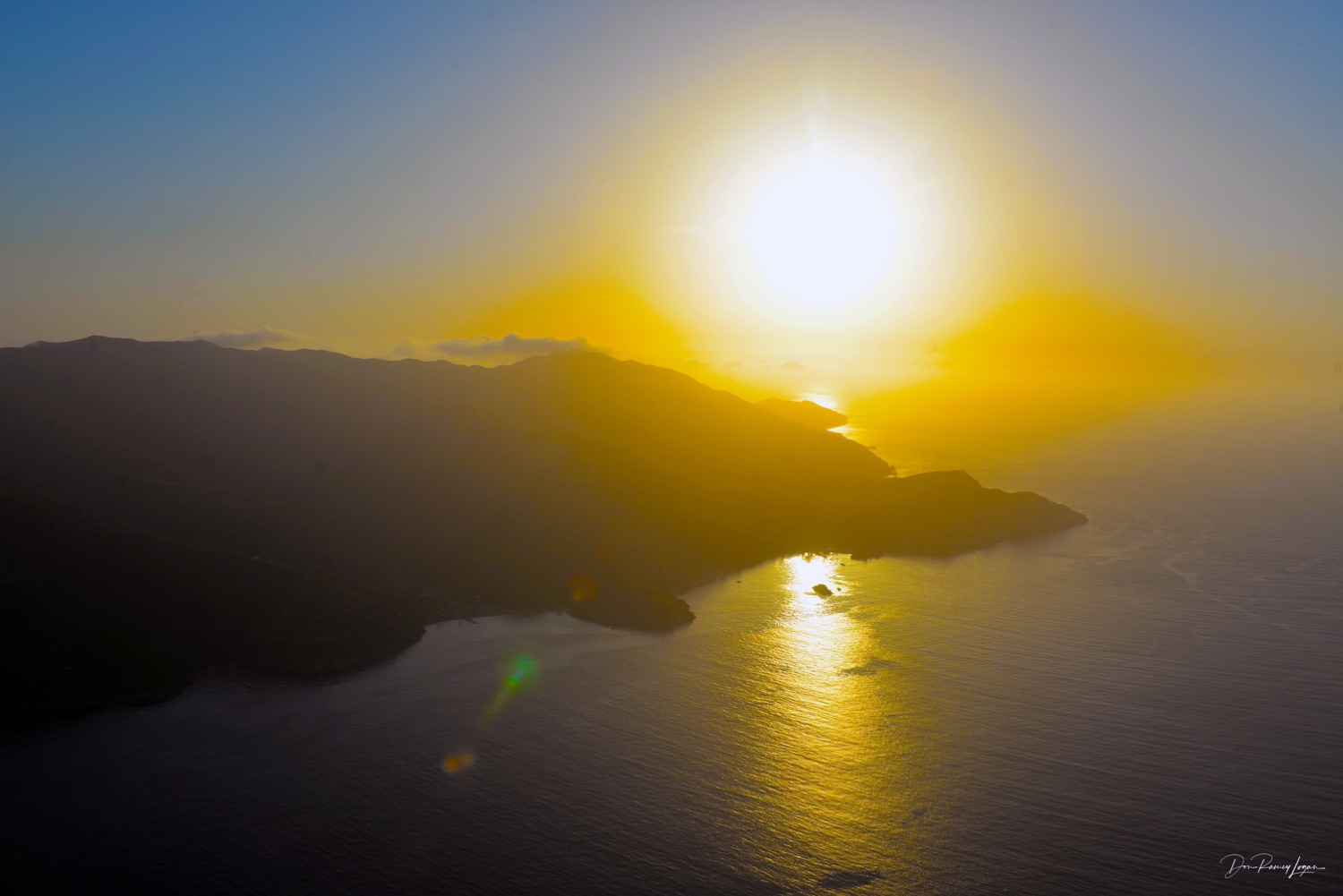 A sunset over the water at Santa Catalina Island, California.