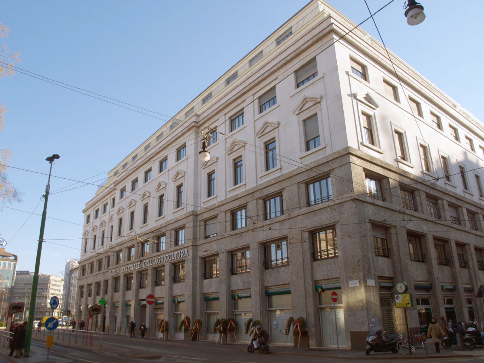 The Banca Nazionale dell'Agricoltura building at Piazza Fontana, Milan.