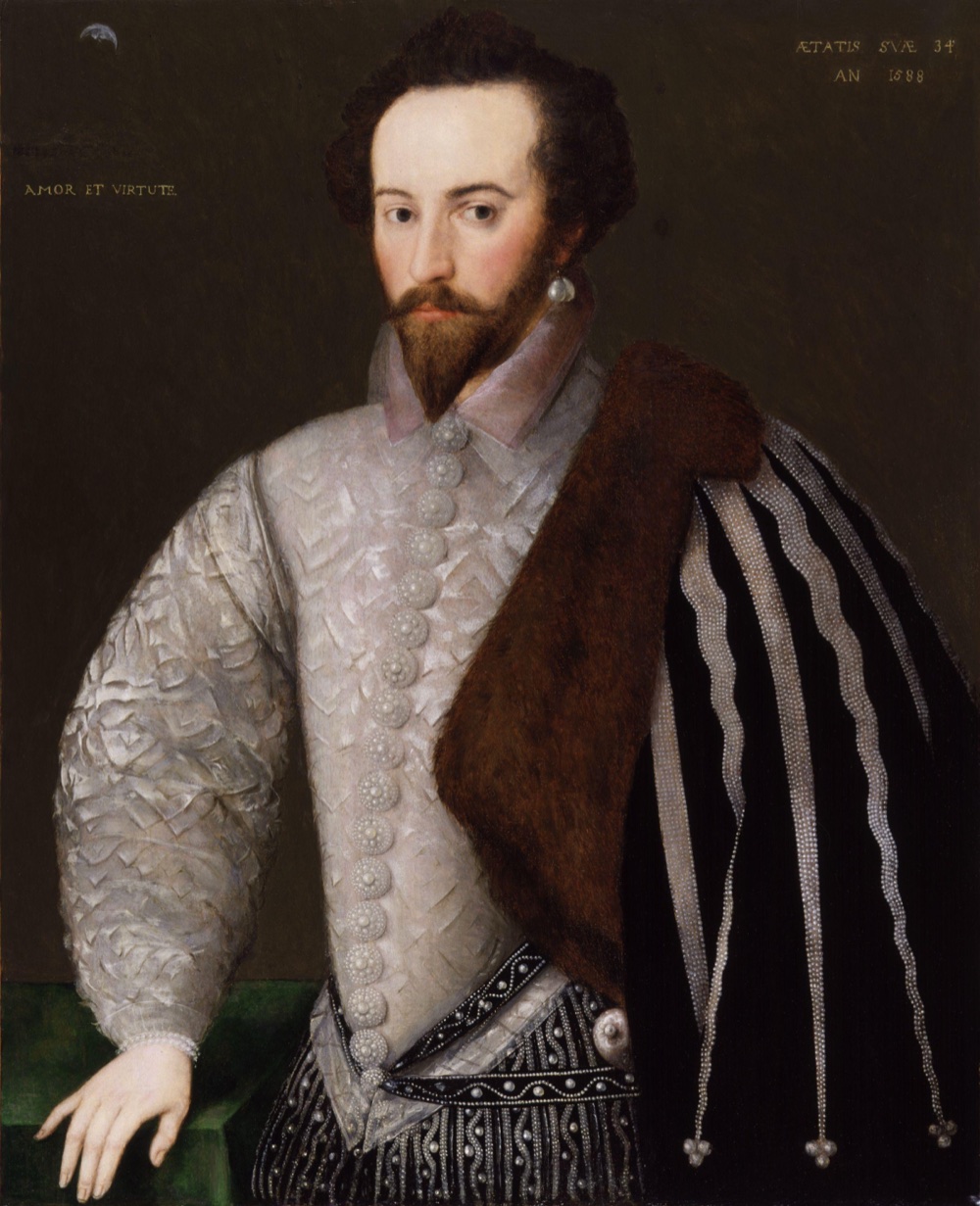A portrait of Sir Walter Raleigh, the Elizabethan courtier who sponsored the Roanoke colonies.