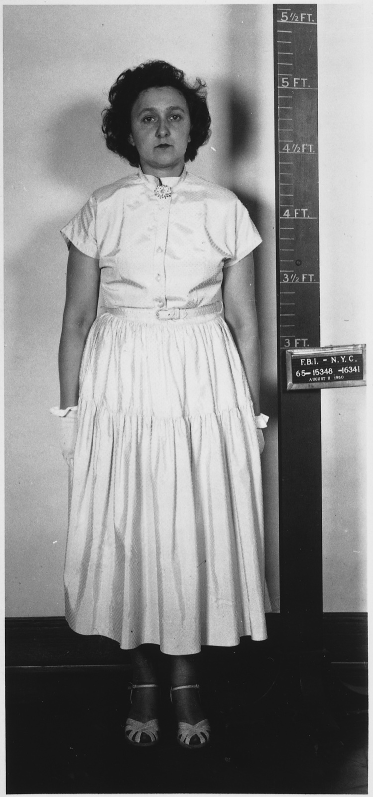 The 1950 arrest photograph of Ethel Rosenberg.