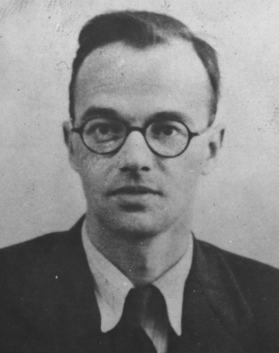 A photograph of the atomic spy Klaus Fuchs, used as evidence in the Rosenberg trial.