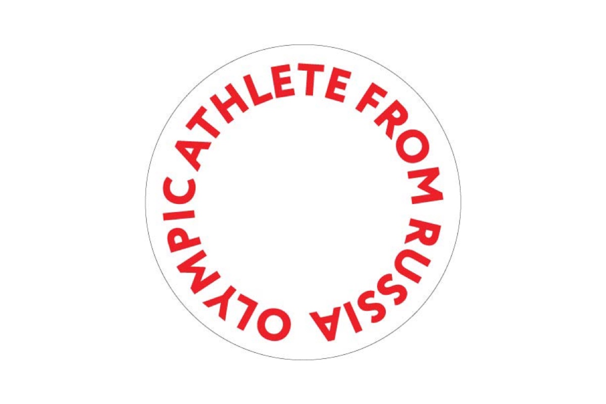 The flag used by 'Olympic Athletes from Russia' at the 2018 Winter Olympics: the five Olympic rings in their standard colours on a plain white field, with the letters below.