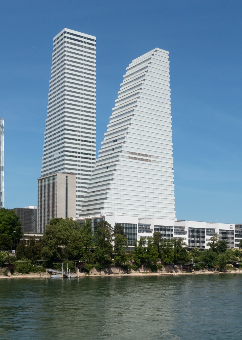 The Roche towers in Basel, Switzerland, headquarters of the Hoffmann-La Roche group.