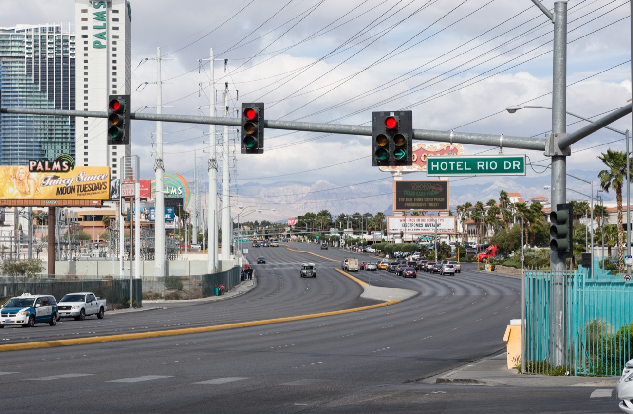 A street intersection near the Las Vegas Strip.