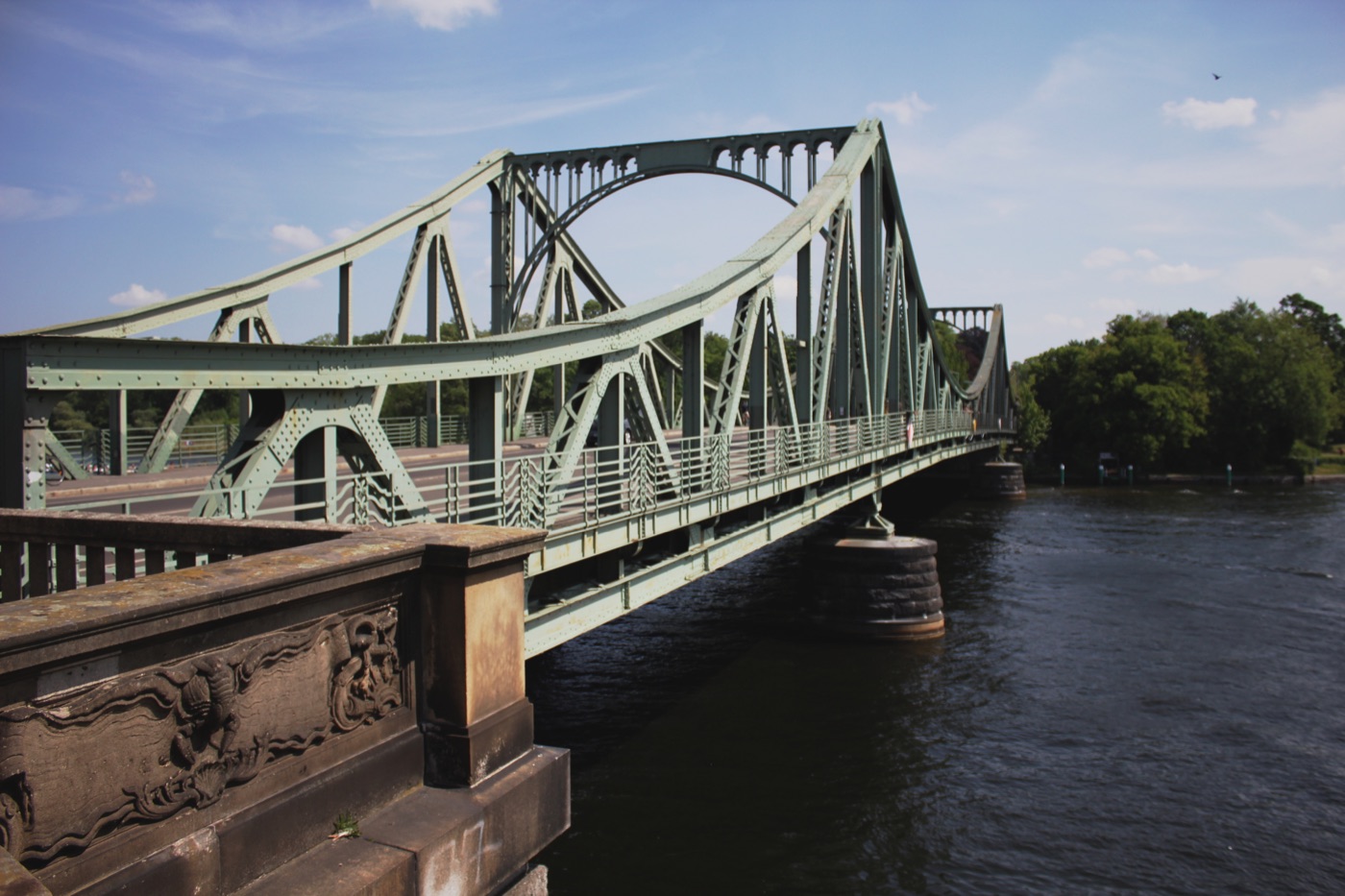 The Glienicke Bridge between Berlin and Potsdam, known as the Bridge of Spies.