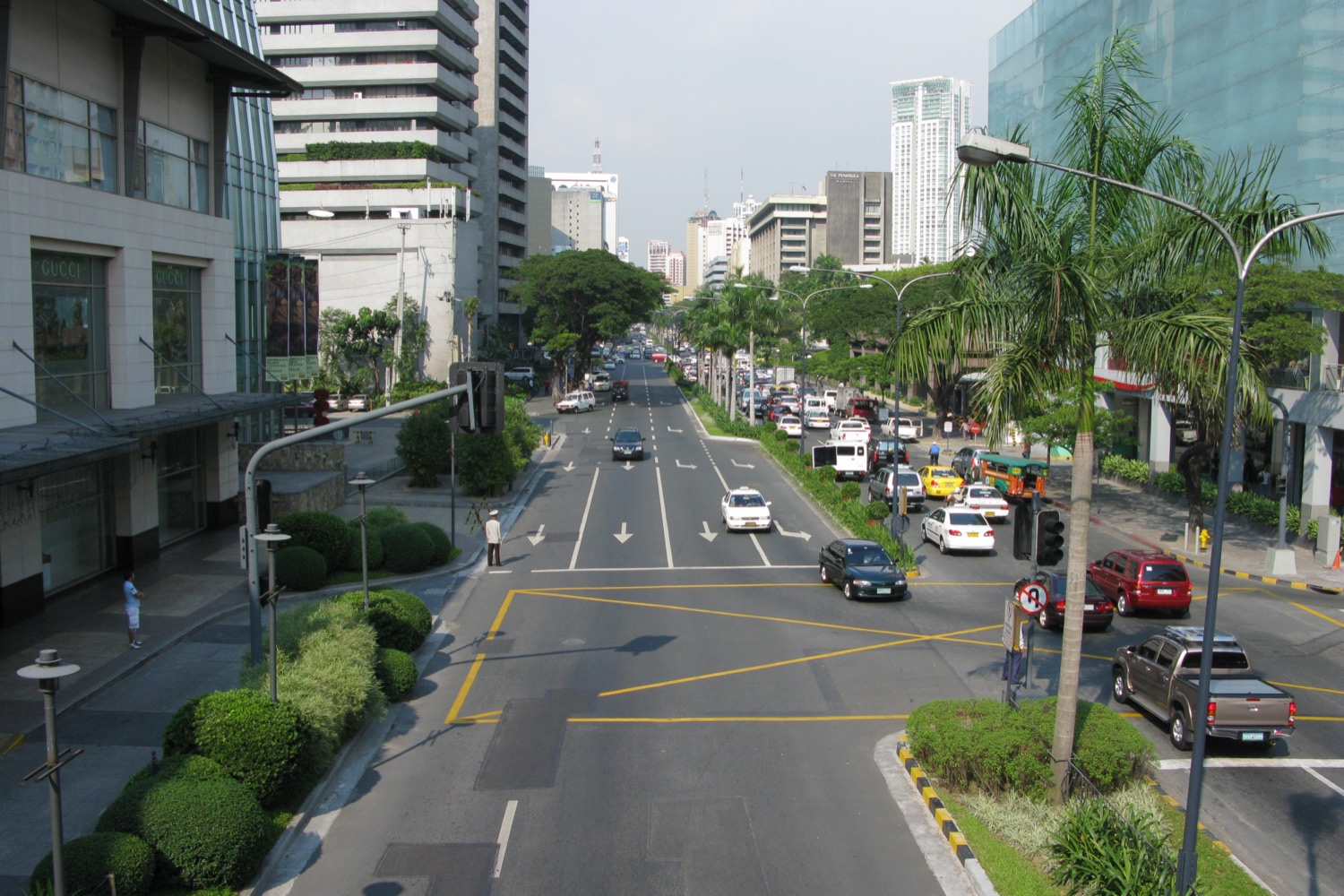 The Makati Central Business District in Manila, the Philippines, a cluster of modern skyscrapers.